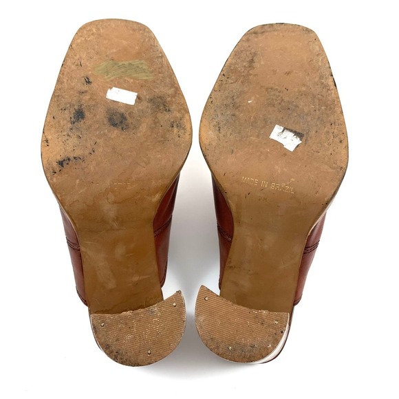 Vintage 90's CANDIE'S patchwork brown leather heeled mules - Picture 11 of 12